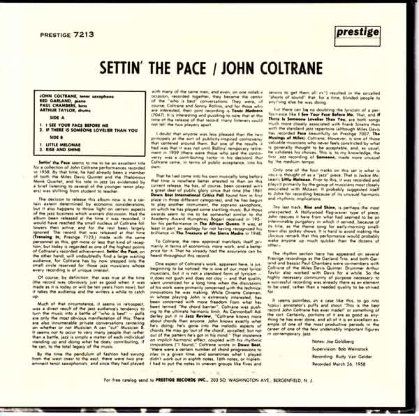 Back Cover, Coltrane, John - Settin' The Pace